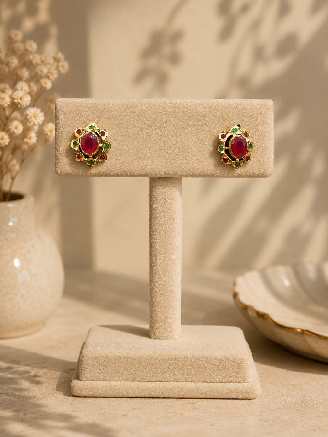 Jadau Mini Studs - Multicolor - QUEENS JEWELS 