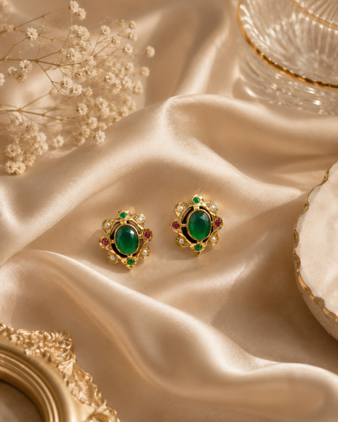Small Green Stone Studs