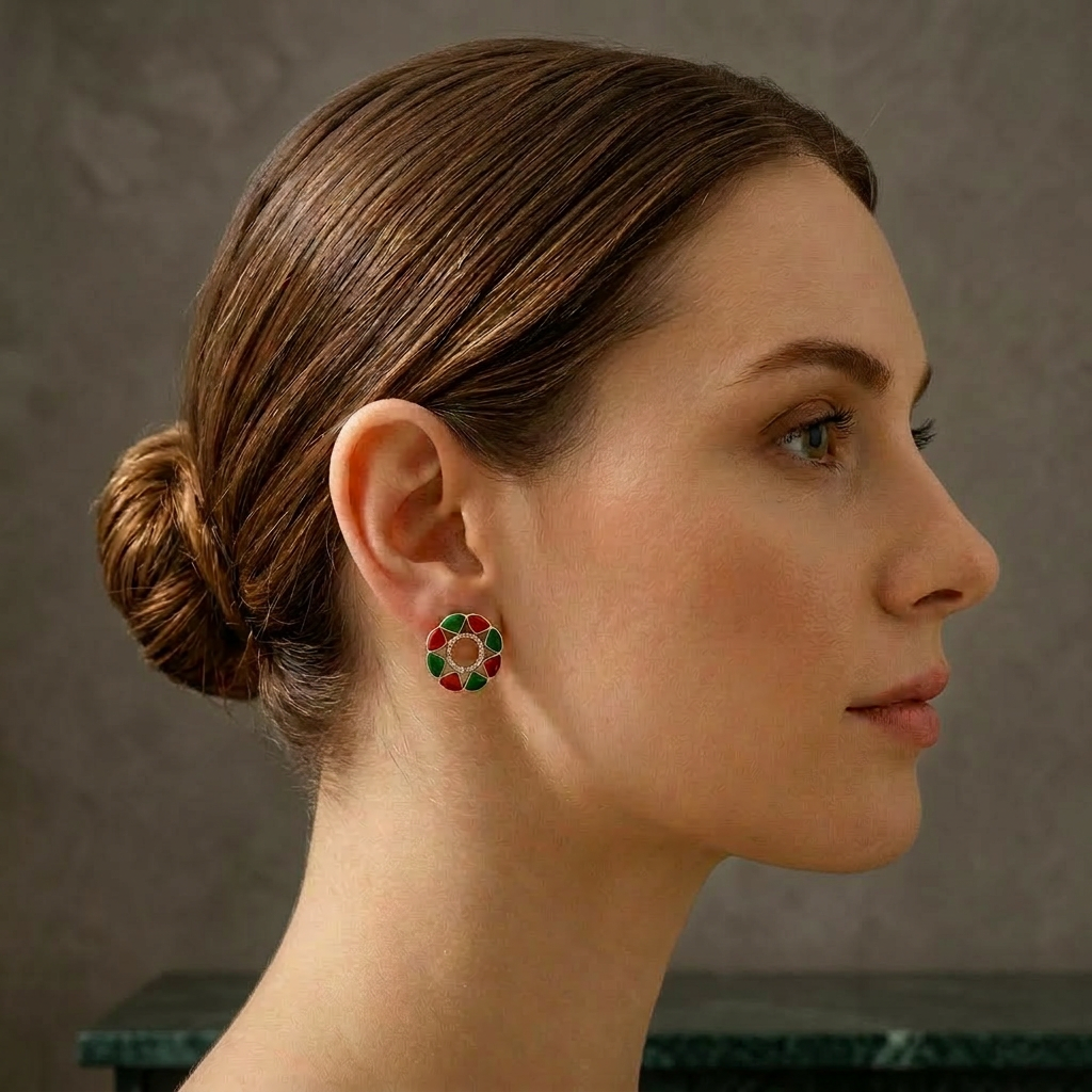 Multicolor Meenakari Studs - QUEENS JEWELS 