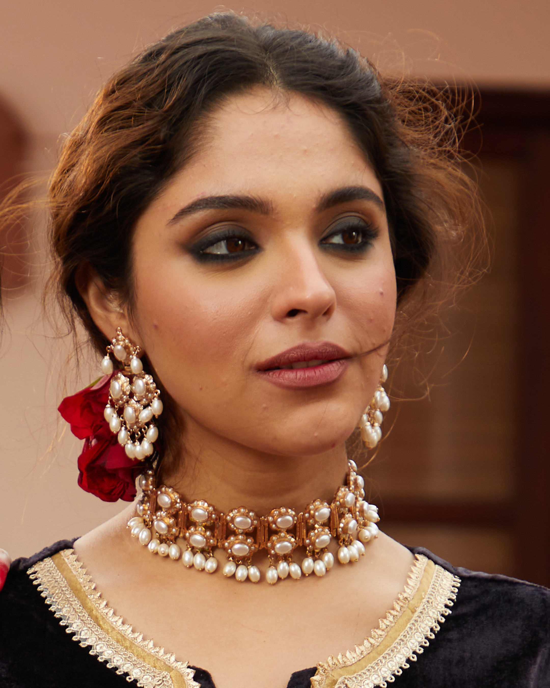 Bridal Jadau Necklace Set With Earrings - QUEENS JEWELS
