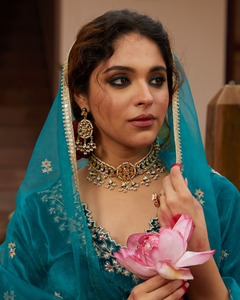 Premium Kundan Choker Necklace Set with Earrings - QUEENS JEWELS