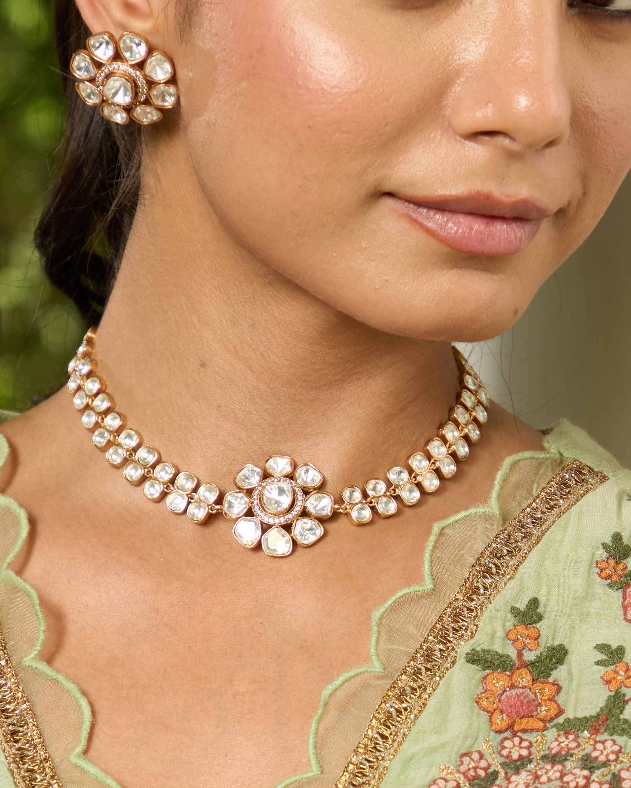 Noorisha Polki Necklace Set - QUEENS JEWELS