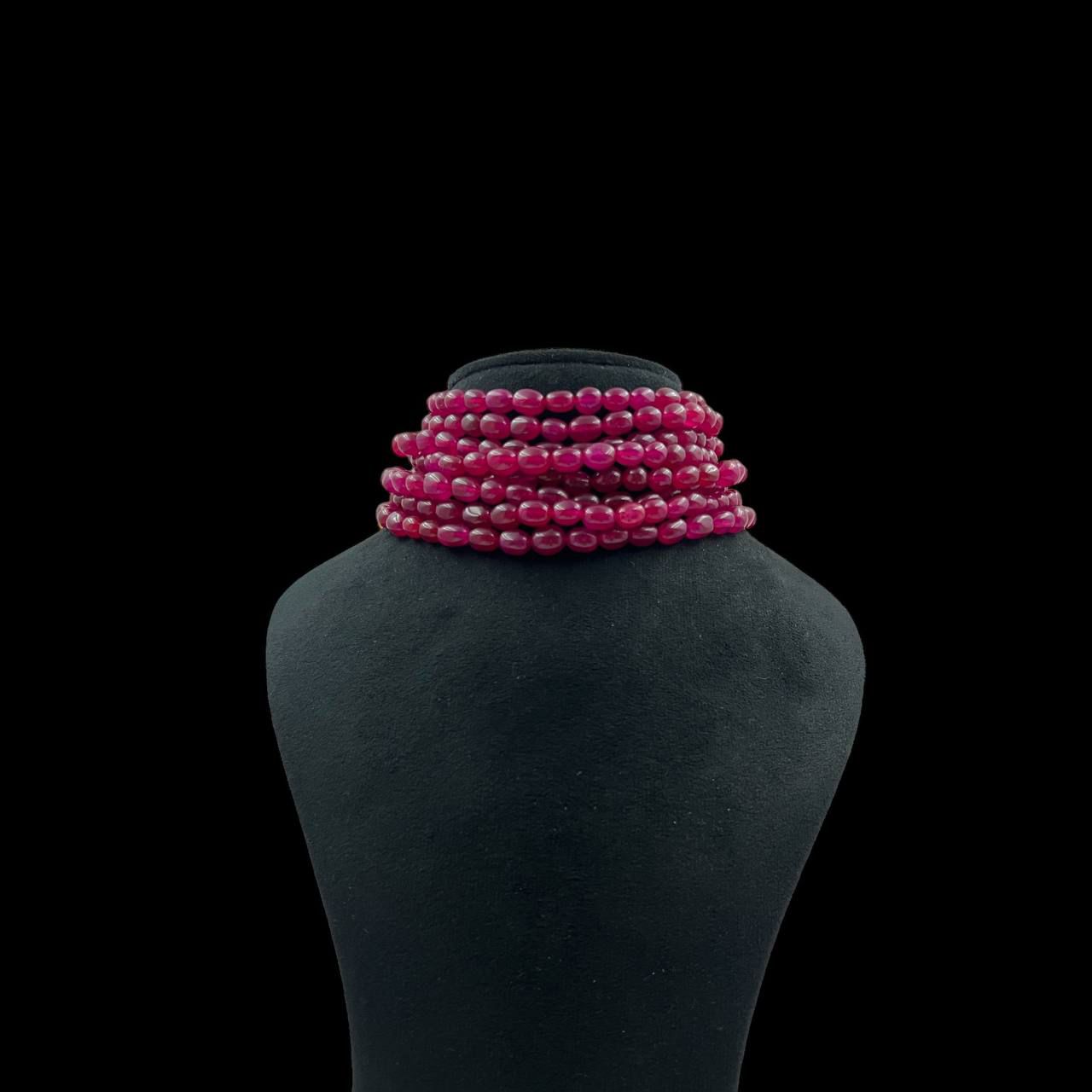 Crimson Royale Ruby Red Beaded Multilayer Choker - QUEENS JEWELS