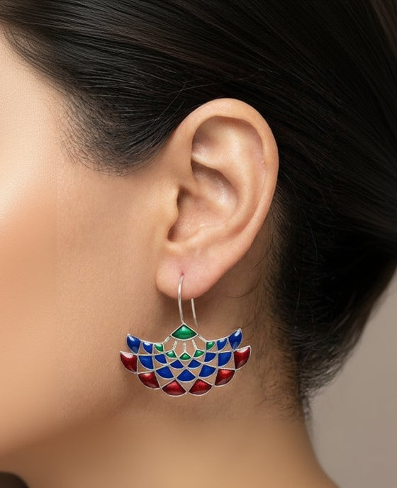 Meenakari Multicolor Hook Earrings - QUEENS JEWELS 