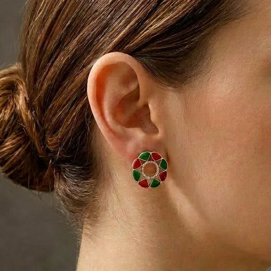 Multicolor Meenakari Studs - QUEENS JEWELS