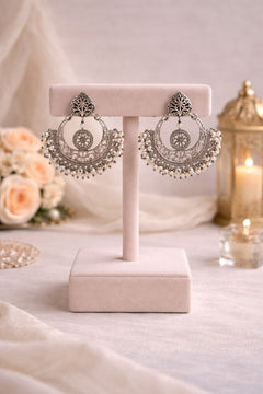 Moonlit Pearl Chandbali Earrings - QUEENS JEWELS 