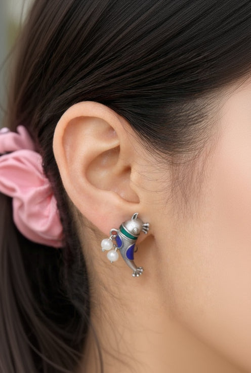 Indigo Pakhi Charm Earrings - QUEENS JEWELS 