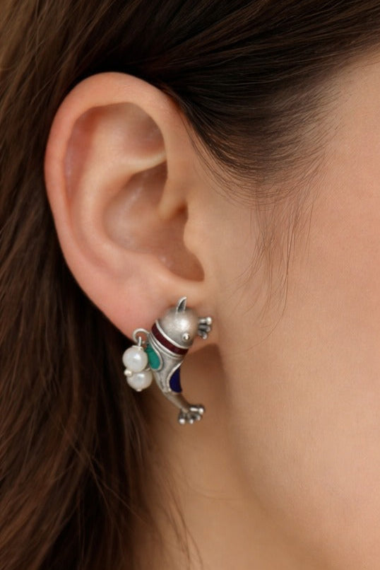 Aqua Pakhi Charm Earrings - QUEENS JEWELS 