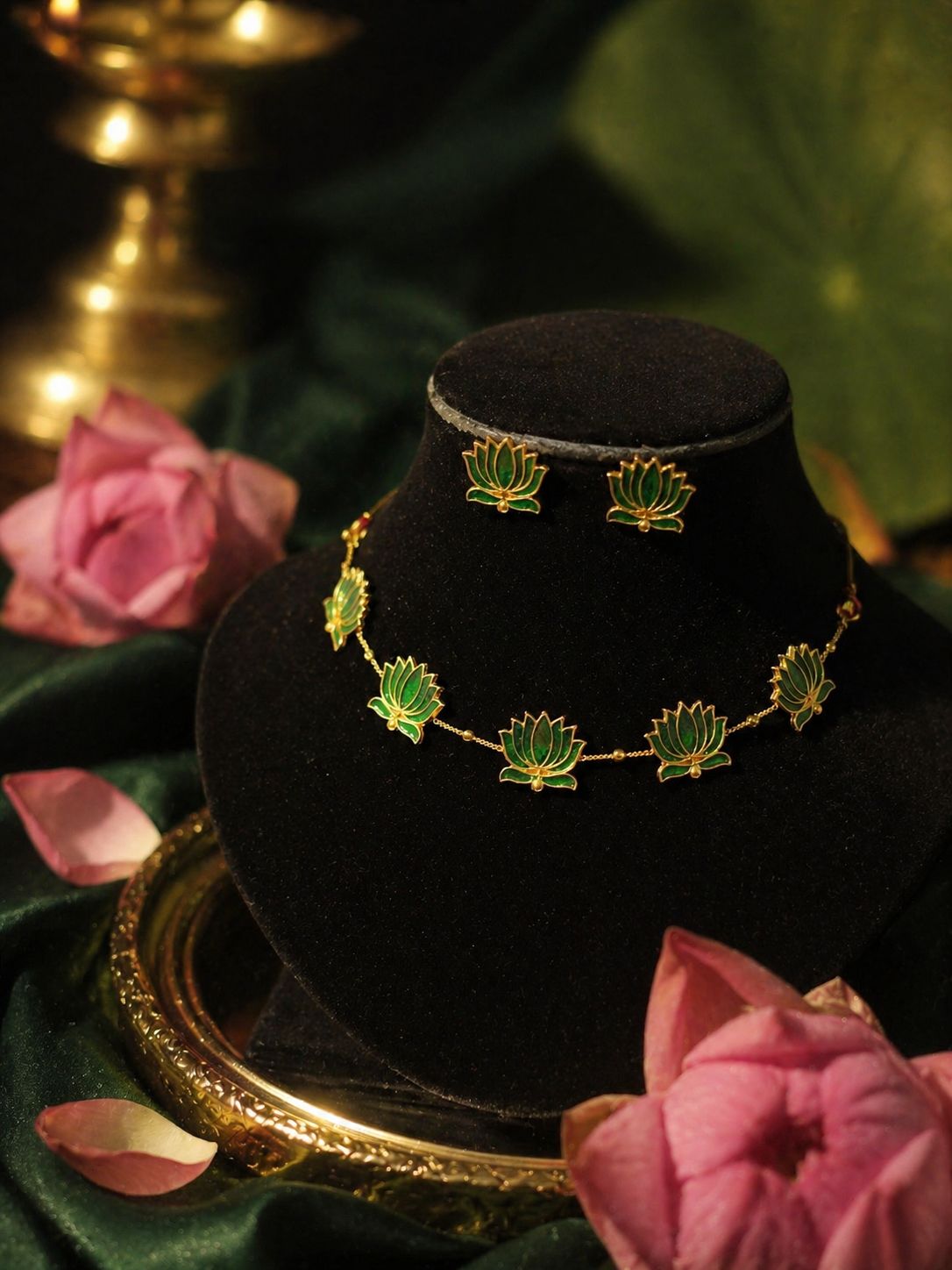 Lotus Charm Necklace Set - QUEENS JEWELS 