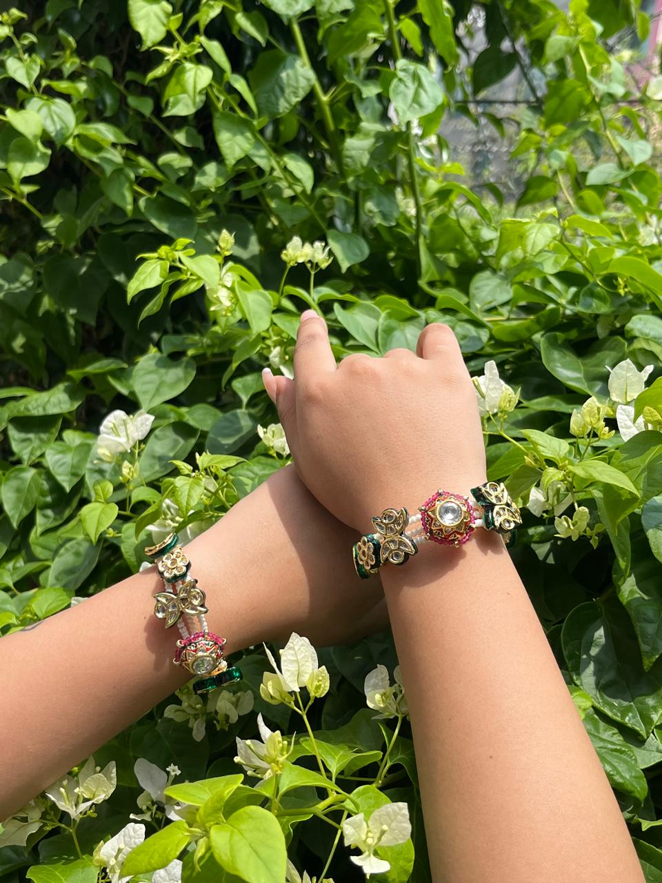 Ruhi Grace Floral Bracelet - Pair of 2 - QUEENS JEWELS 