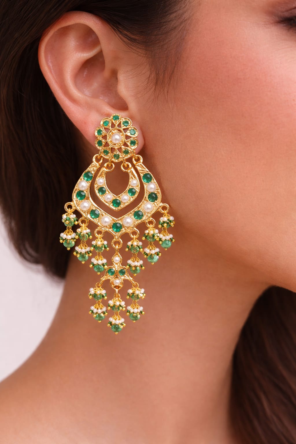 Royal Jadau Emerald Green Earrings - QUEENS JEWELS