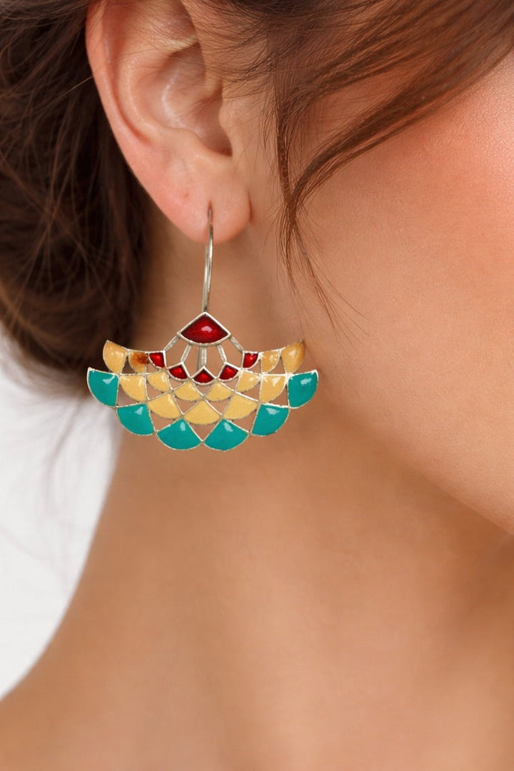Meenakari Aurora Petal Waves Earrings - QUEENS JEWELS 