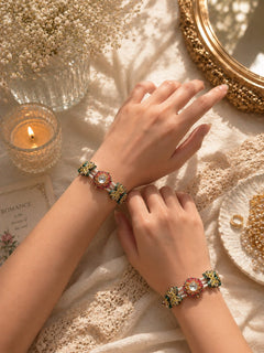 Ruhi Grace Floral Bracelet - Pair of 2 - QUEENS JEWELS 