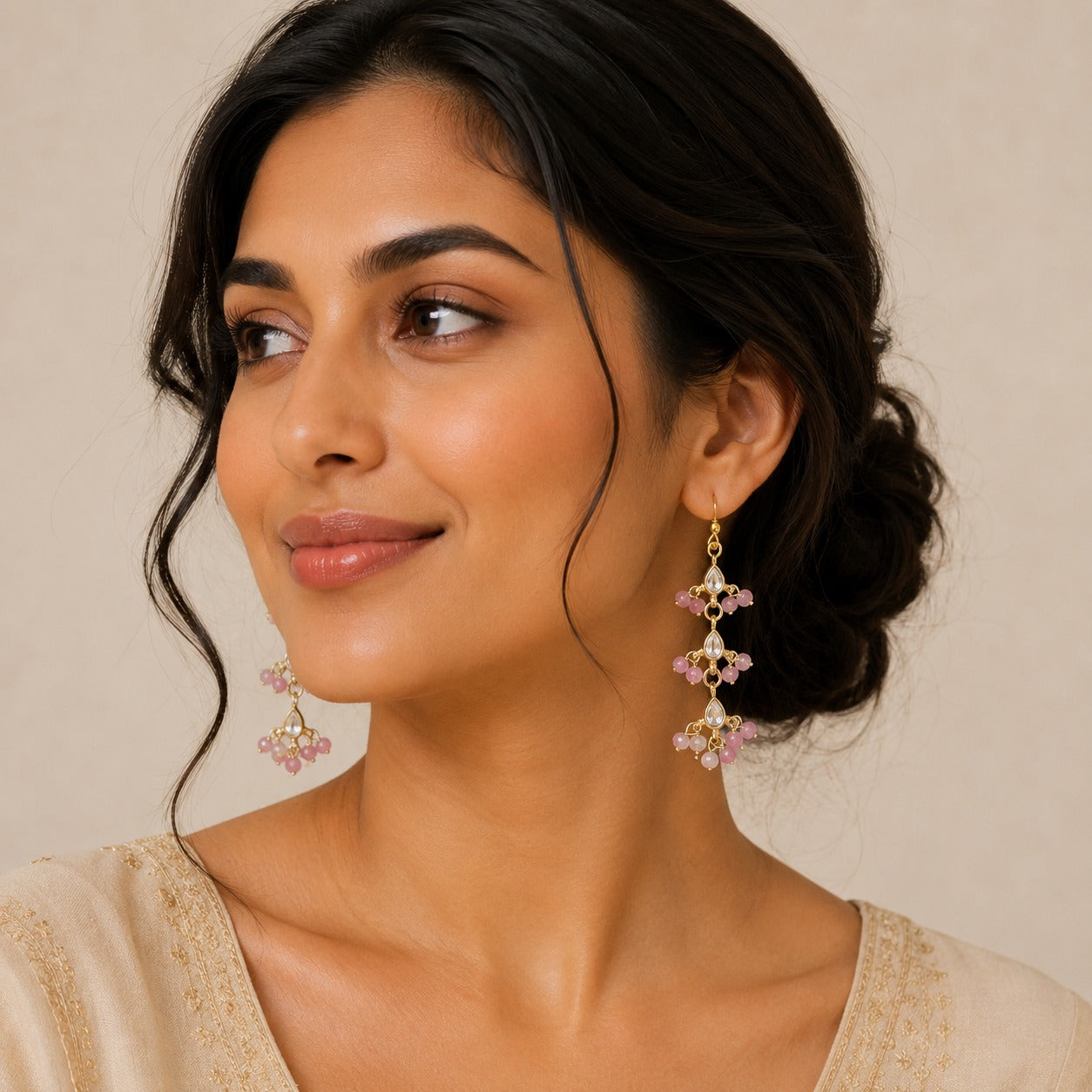 Giya Earrings - Pink - QUEENS JEWELS 