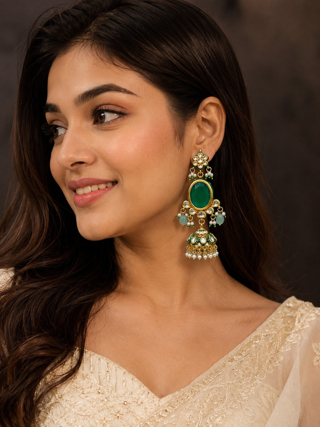 Elegant Kundan Jhumka - QUEENS JEWELS