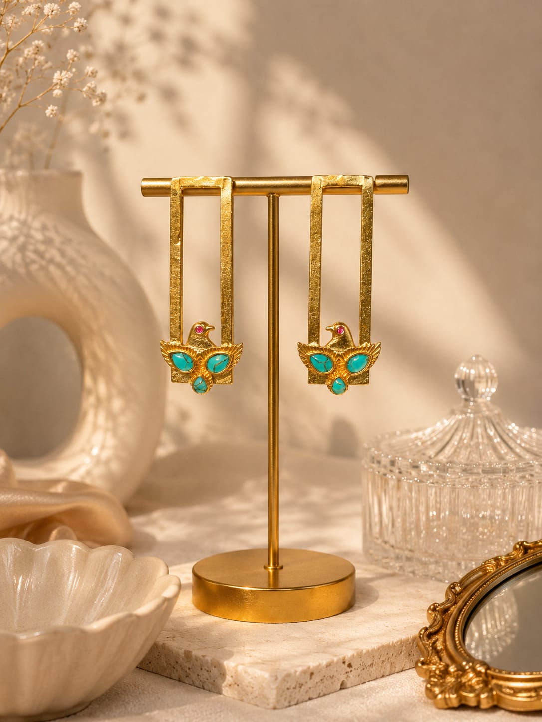 Golden Bird Earrings- Firoza