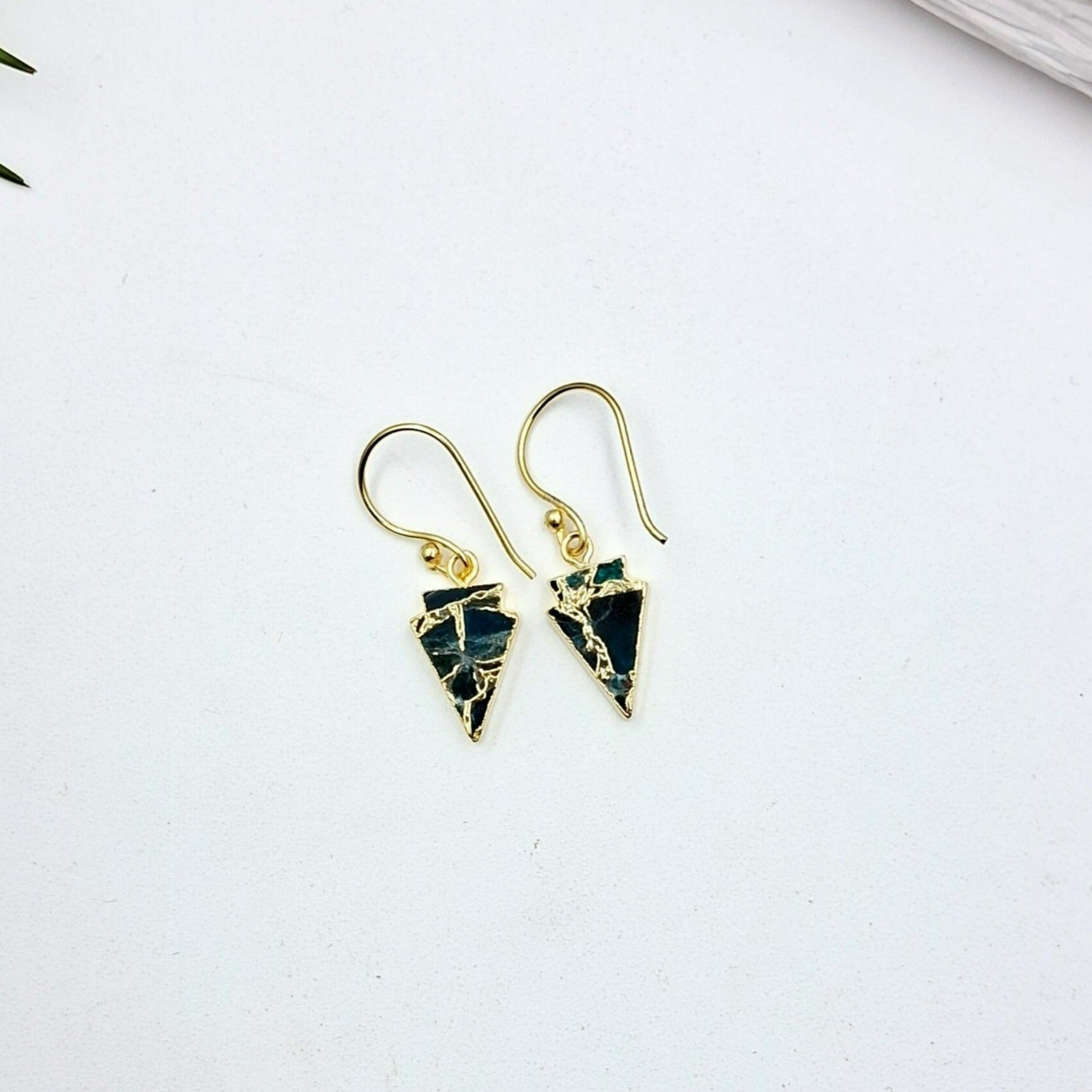 Mohave Triangle Semi Precious Dangler Earrings - QUEENS JEWELS