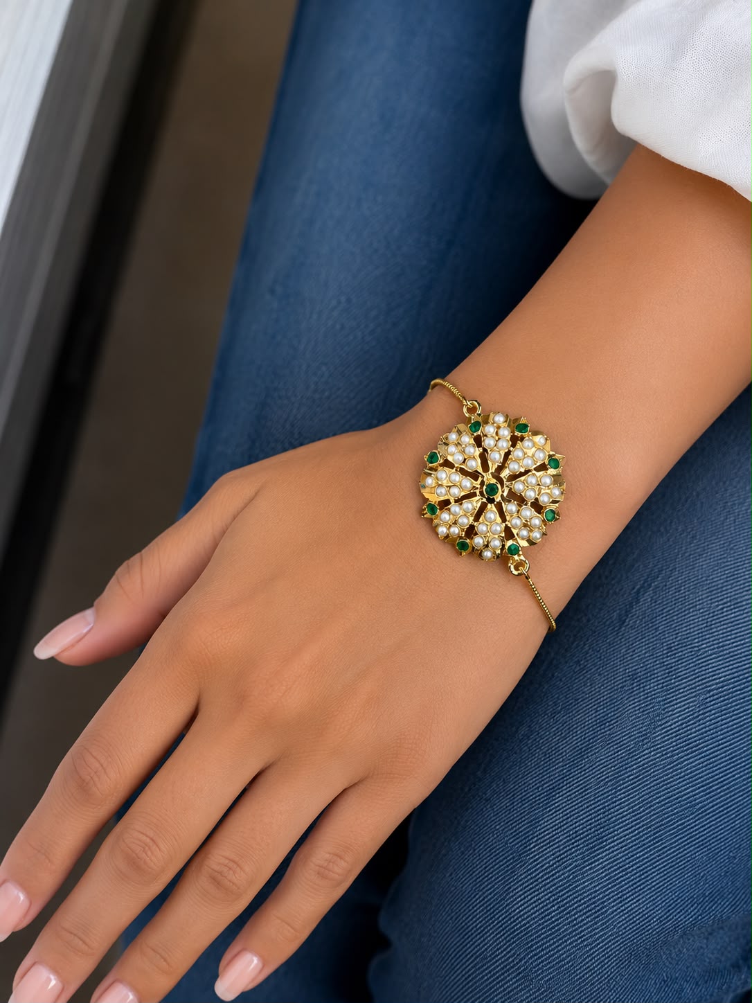 Mira Jadau Adjustable Bracelet Rakhi