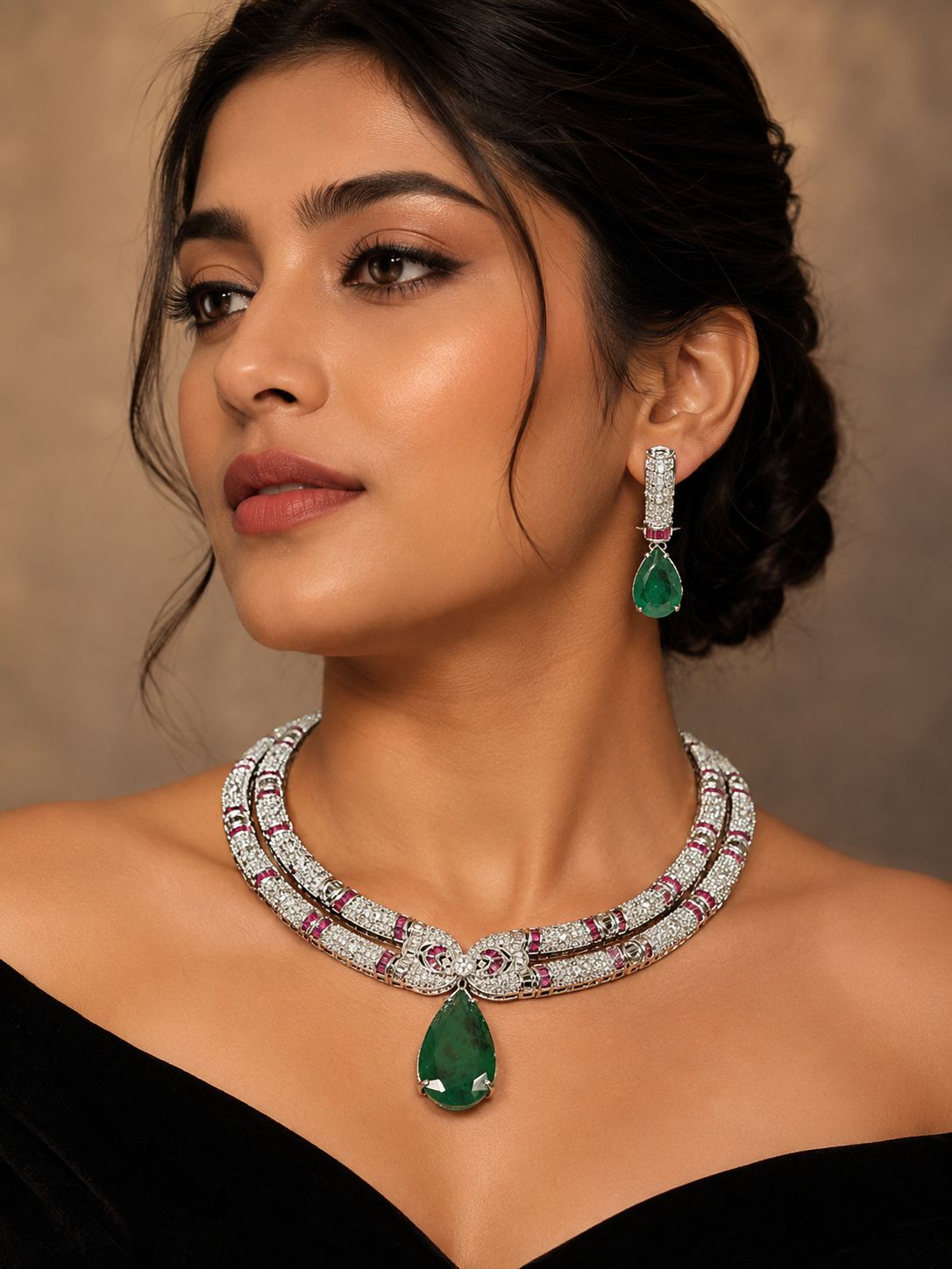 Emerald Royale Necklace Set - QUEENS JEWELS 