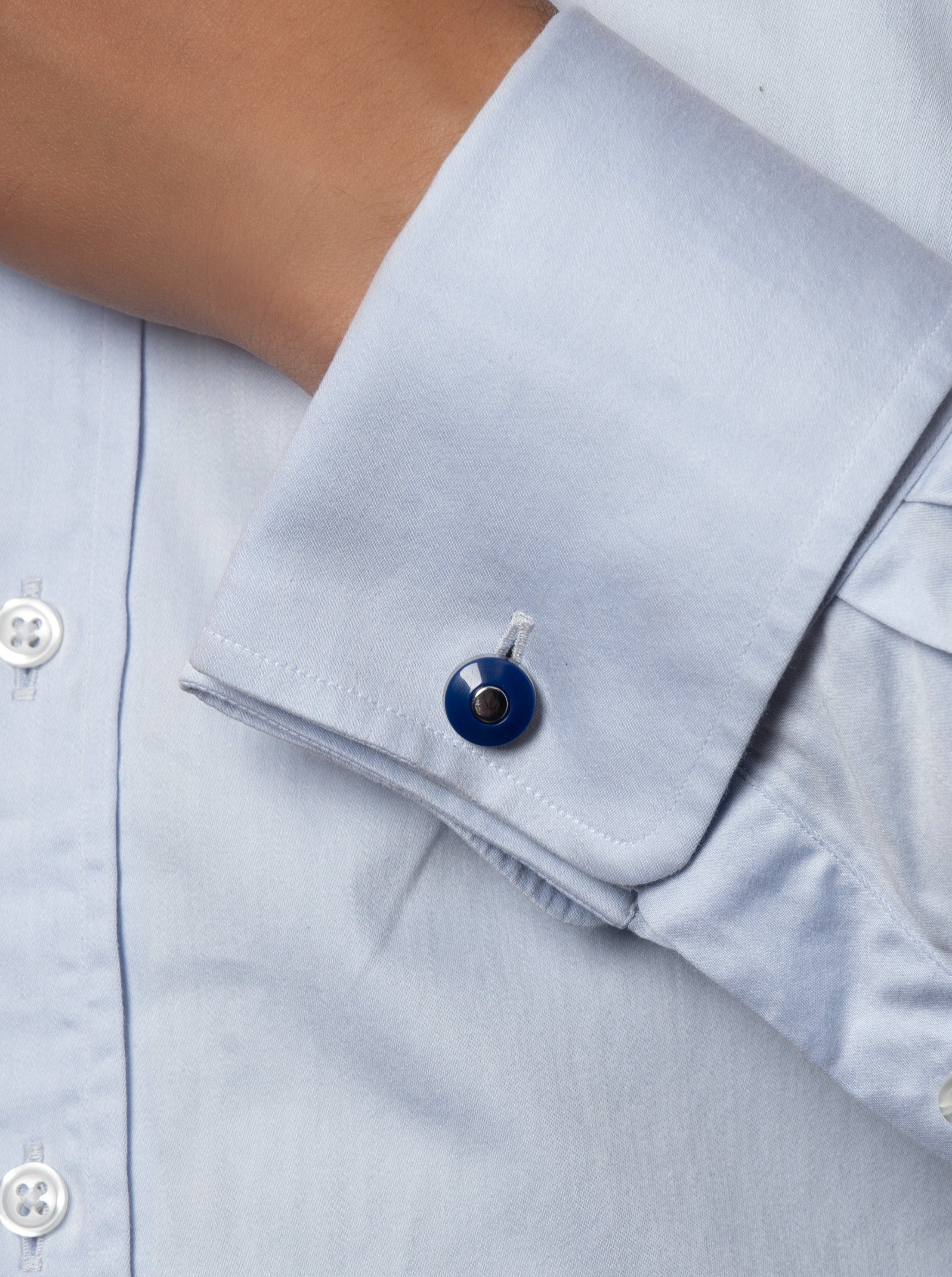 Solid Blue Cufflinks - QUEENS JEWELS perfect for men and corporates