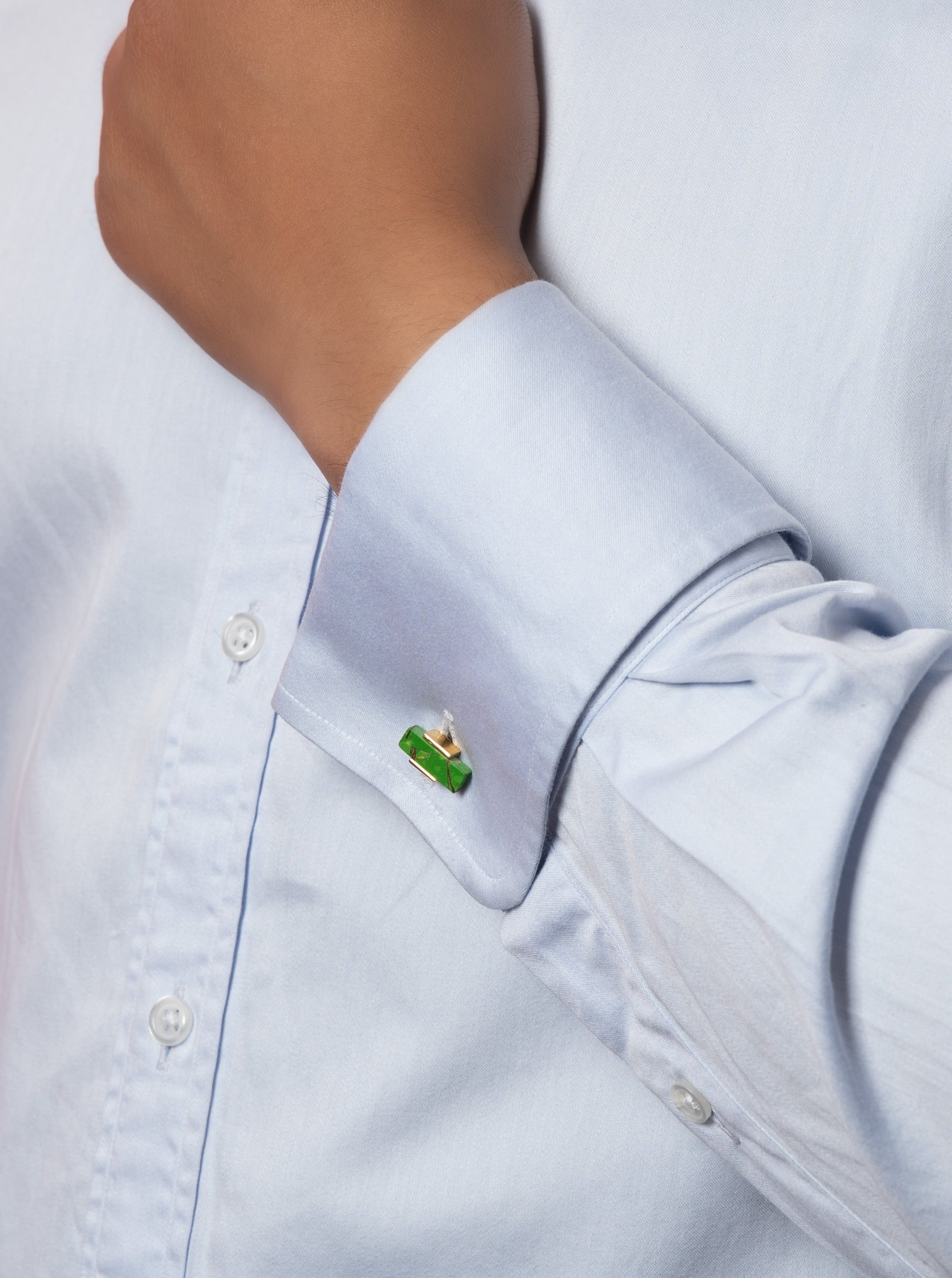 Green Mohave Cufflinks. Perfect for men in corporate roles