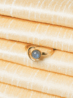 Gold Plated Moon Look Alike Agate  Semi Precious Stone Adjustable Ring