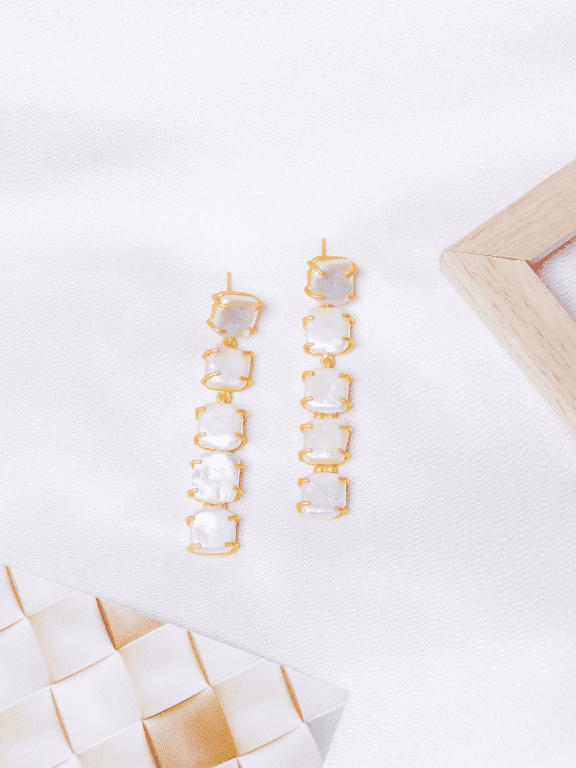 Pearl white drop dangler earrings