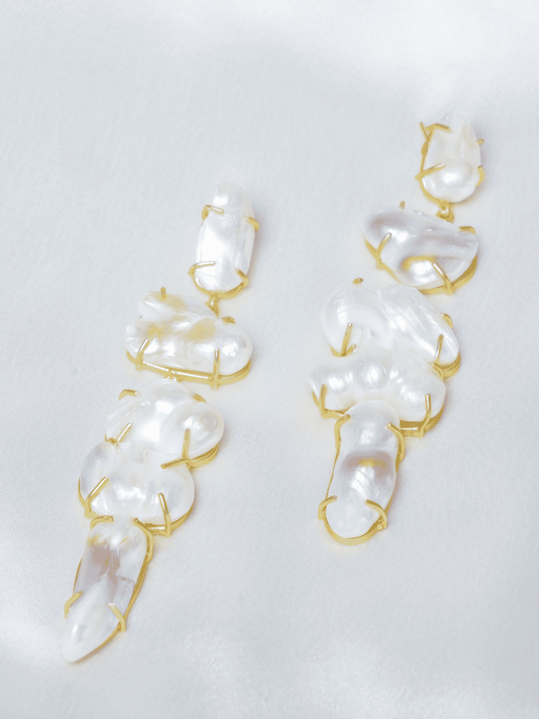 White baroque pearl dangler earrings