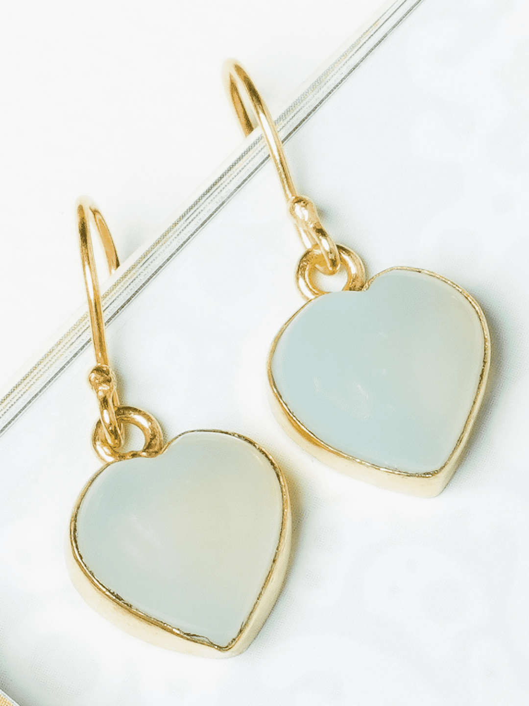 Blue Chalcedony Heart Earrings - QUEENS JEWELS