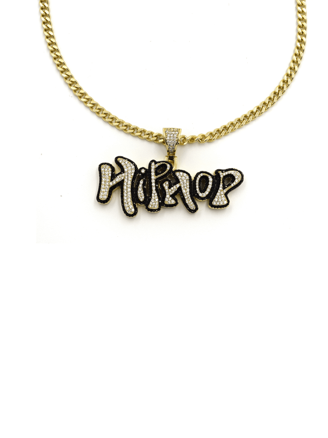 Gold Plated Hiphop American Diamond Twisted Rope Alike Pendant 