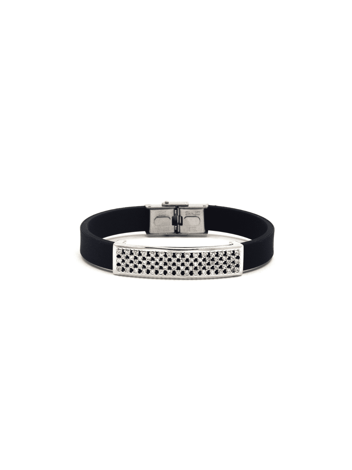 Onyx and Silver Toned Bracelet - QUEENS JEWELS