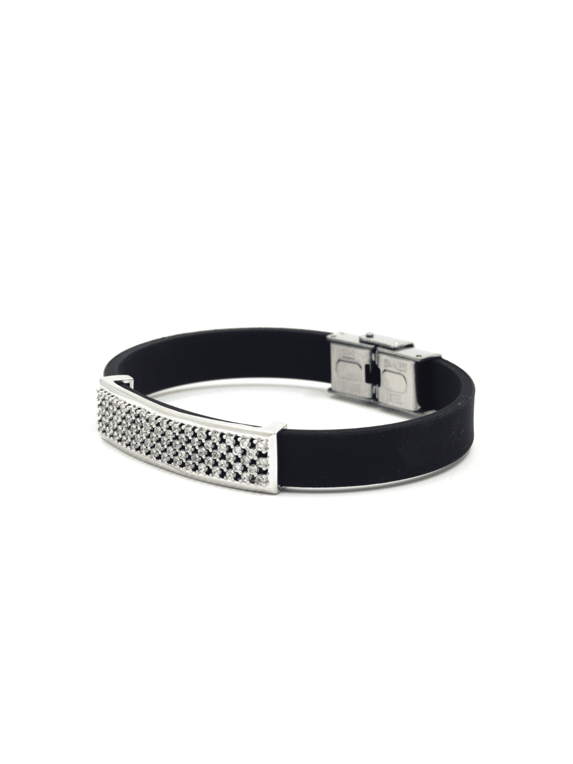 Onyx and Silver Toned Bracelet - QUEENS JEWELS