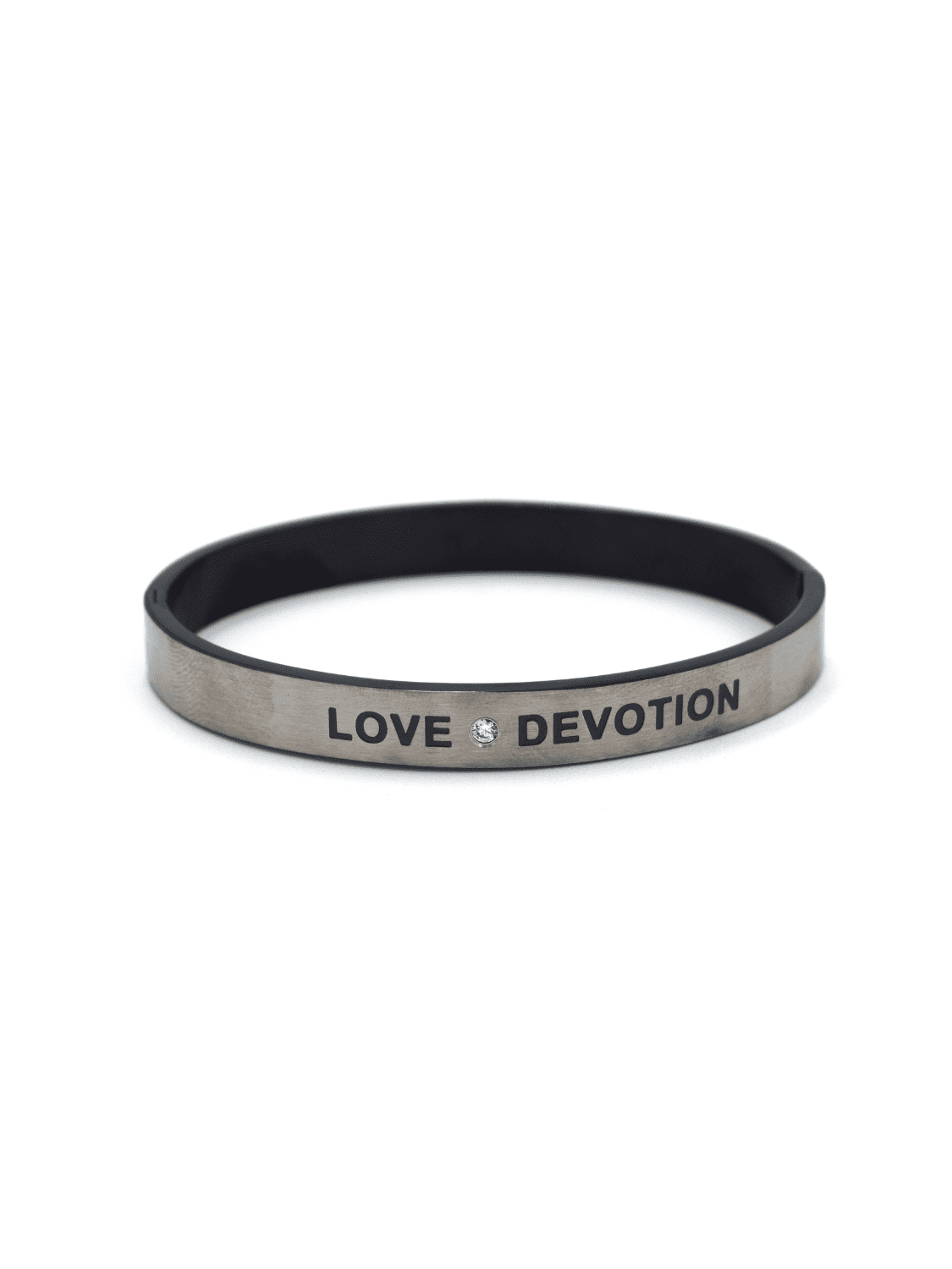 Silver Plated Love Devotion Black Openable Bracelet