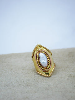 Baroque Pearl Gold Plated Adjustable Ring - QUEENS JEWELS