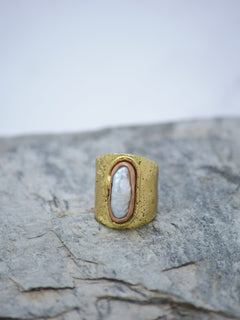 Baroque Pearl Gold Plated Adjustable Ring - QUEENS JEWELS 